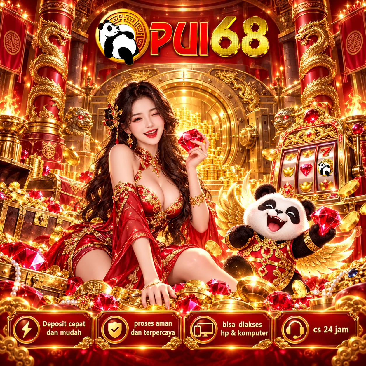Banner utama PUI68 ilustrasi merah emas 2